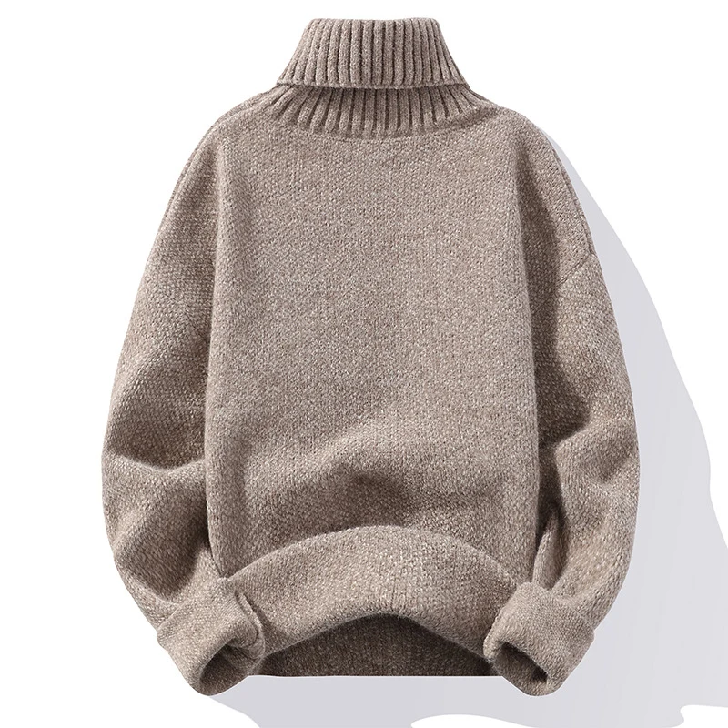 Herren Rollkragenpullover aus Bouclé-Feinstrick mit gerippten Bündchen Nord Taschen