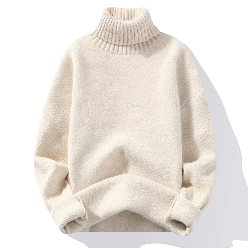 Herren Rollkragenpullover aus Bouclé-Feinstrick mit gerippten Bündchen Nord Taschen