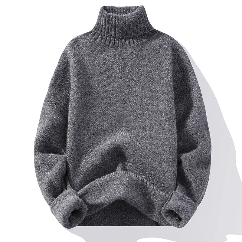Herren Rollkragenpullover aus Bouclé-Feinstrick mit gerippten Bündchen Nord Taschen