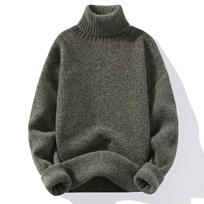 Herren Rollkragenpullover aus Bouclé-Feinstrick mit gerippten Bündchen Nord Taschen