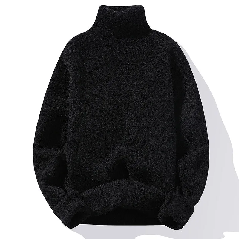 Herren Rollkragenpullover aus Bouclé-Feinstrick mit gerippten Bündchen Nord Taschen