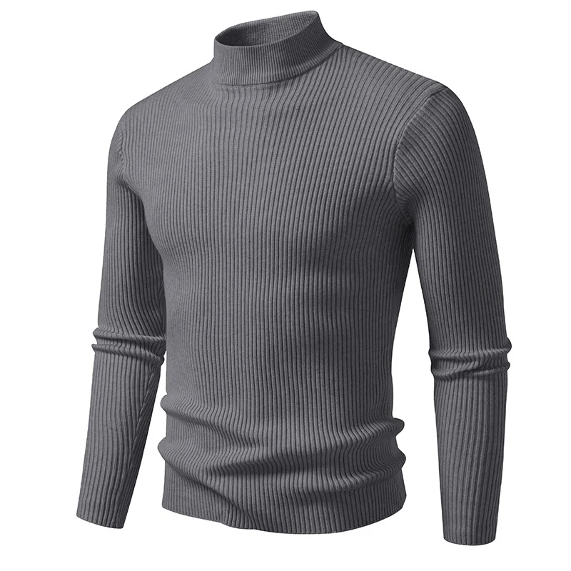 Herren Rippstrick-Mockneck-Pullover schmaler Schnitt thermischer Feinstrick Nord Taschen