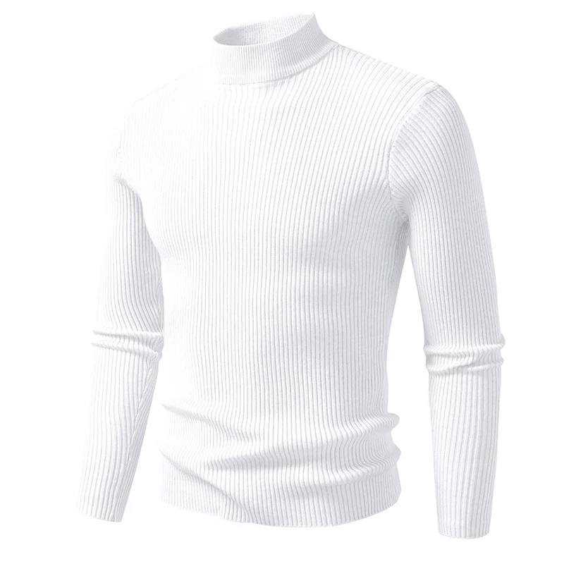 Herren Rippstrick-Mockneck-Pullover schmaler Schnitt thermischer Feinstrick Nord Taschen
