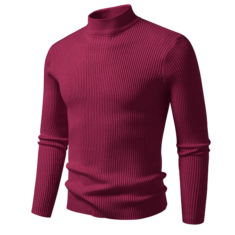 Herren Rippstrick-Mockneck-Pullover schmaler Schnitt thermischer Feinstrick Nord Taschen