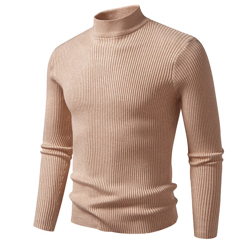 Herren Rippstrick-Mockneck-Pullover schmaler Schnitt thermischer Feinstrick Nord Taschen