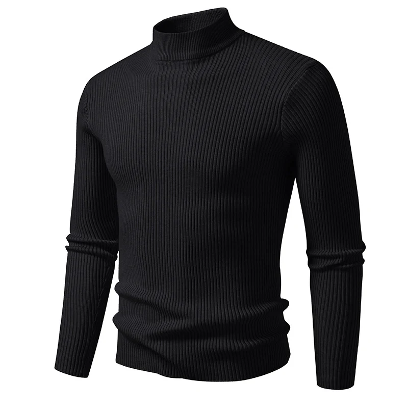 Herren Rippstrick-Mockneck-Pullover schmaler Schnitt thermischer Feinstrick Nord Taschen