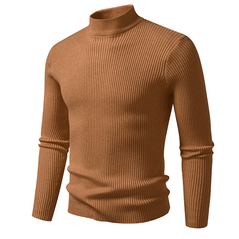 Herren Rippstrick-Mockneck-Pullover schmaler Schnitt thermischer Feinstrick Nord Taschen