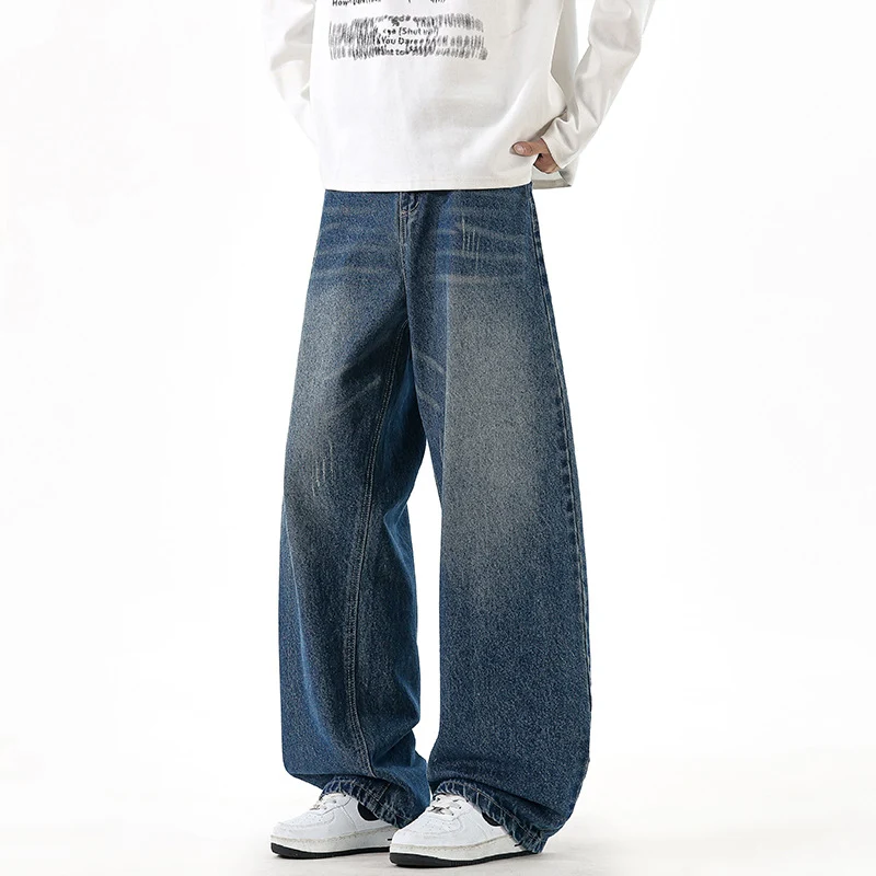 Herren Relaxed Wide‑Leg Denimhose mit extra weitem Bein und Vintage-Fade Nord Taschen