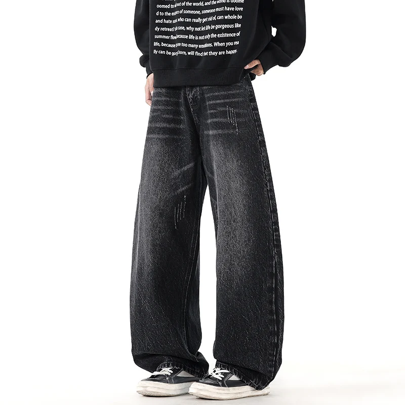 Herren Relaxed Wide‑Leg Denimhose mit extra weitem Bein und Vintage-Fade Nord Taschen