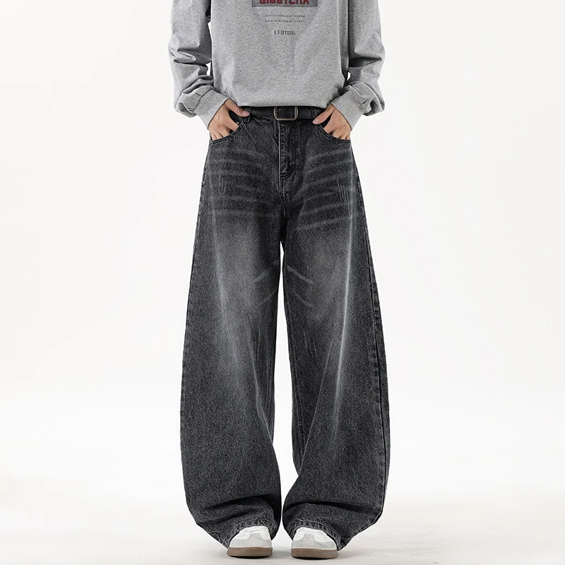 Herren Relaxed Wide‑Leg Denimhose mit extra weitem Bein und Vintage-Fade Nord Taschen