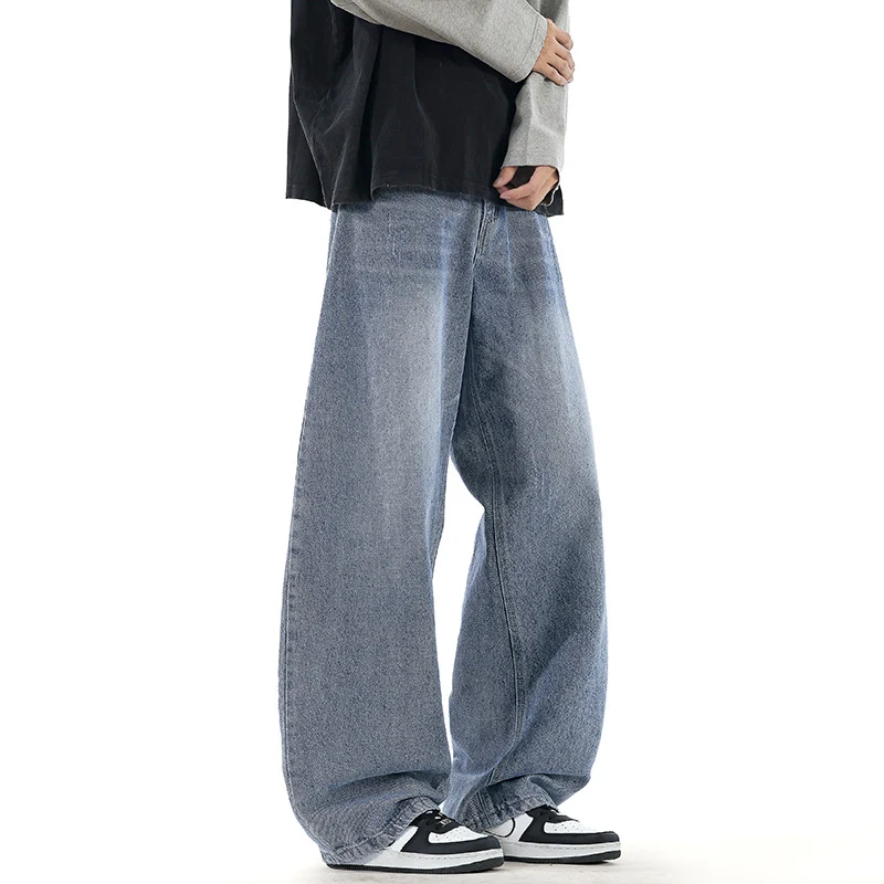 Herren Relaxed Wide‑Leg Denimhose mit extra weitem Bein und Vintage-Fade Nord Taschen