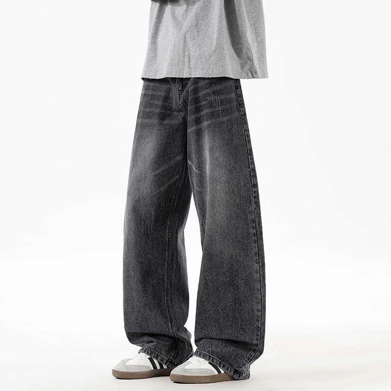 Herren Relaxed Wide‑Leg Denimhose mit extra weitem Bein und Vintage-Fade Nord Taschen