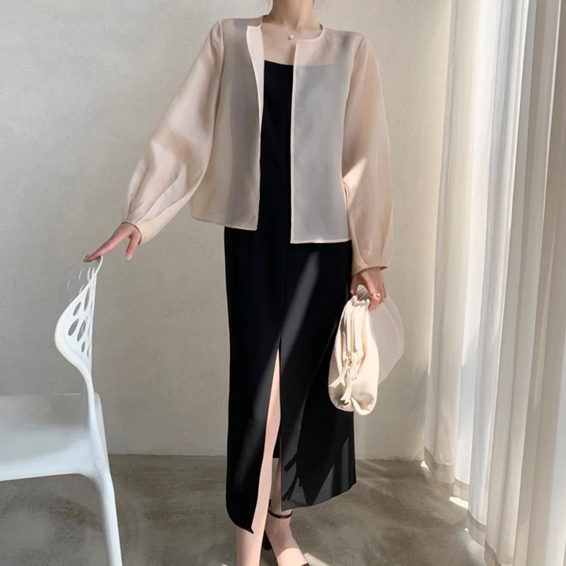 Damen Transparente Bluse mit Puffärmeln Nord Taschen