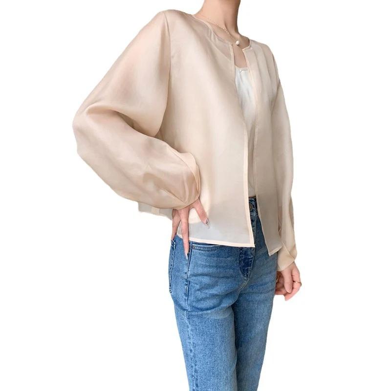 Damen Transparente Bluse mit Puffärmeln Nord Taschen