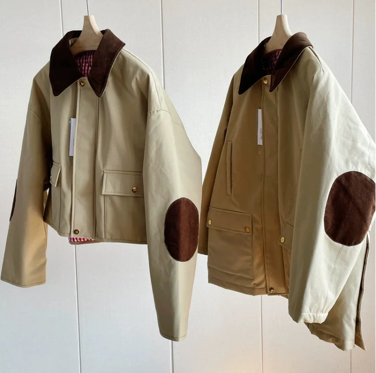Damen Stylische Übergangsjacke mit kontrastierenden Ellbogenpatches Nord Taschen