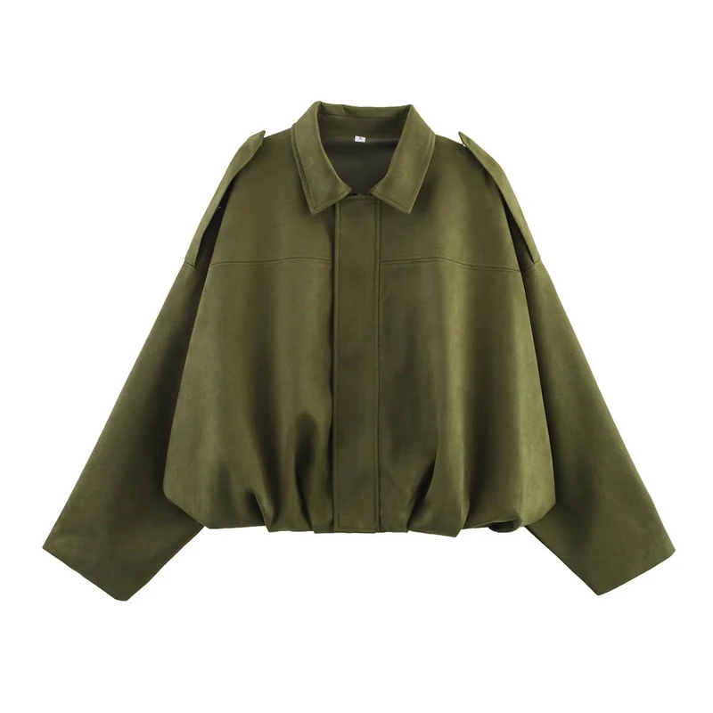 Damen Oversize Wildlederimitat-Kurzjacke Nord Taschen