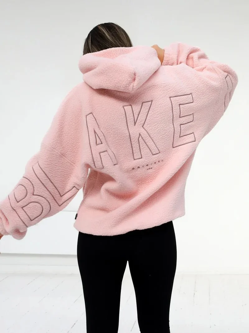 Damen Oversize Teddy-Fleece-Hoodie mit Logostickerei Nord Taschen