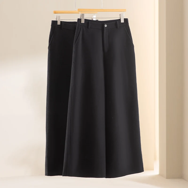 Damen Weite Wollhose mit hohem Bund und Taschen Nord Taschen