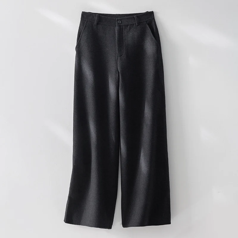 Damen Weite Wollhose mit hohem Bund und Taschen Nord Taschen