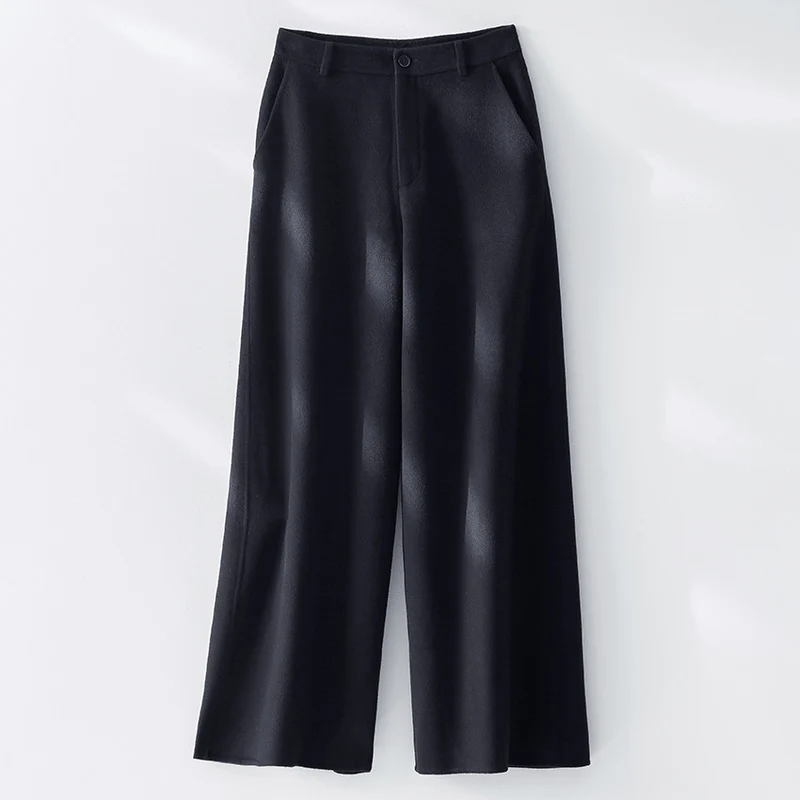 Damen Weite Wollhose mit hohem Bund und Taschen Nord Taschen