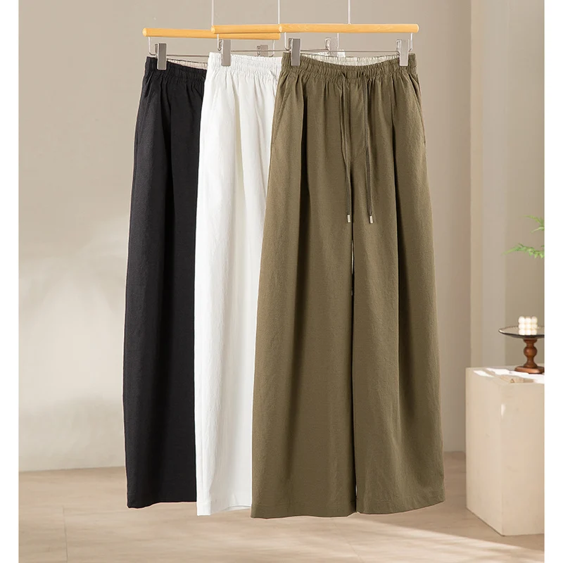 Damen Weite Tunnelzug-Hose mit Elastikbund, geradem Bein und Eingrifftaschen Nord Taschen