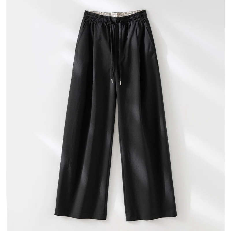 Damen Weite Tunnelzug-Hose mit Elastikbund, geradem Bein und Eingrifftaschen Nord Taschen