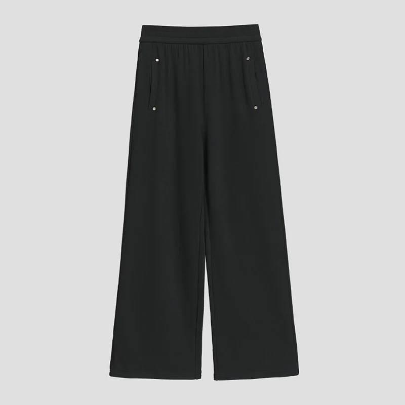 Damen Weite Satin-Loungehose mit elastischem Bund und Eingrifftaschen Nord Taschen