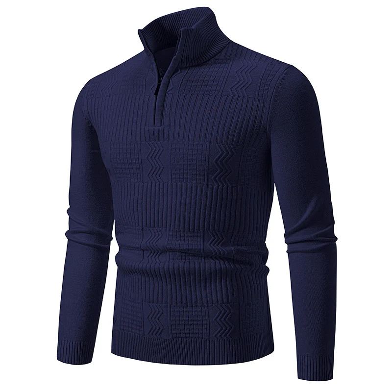 Herren Strukturierter Halbzip-Mockneck-Pullover mit Zopfmuster Nord Taschen