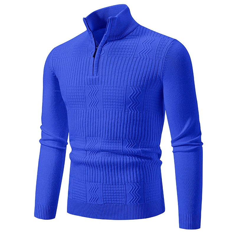 Herren Strukturierter Halbzip-Mockneck-Pullover mit Zopfmuster Nord Taschen