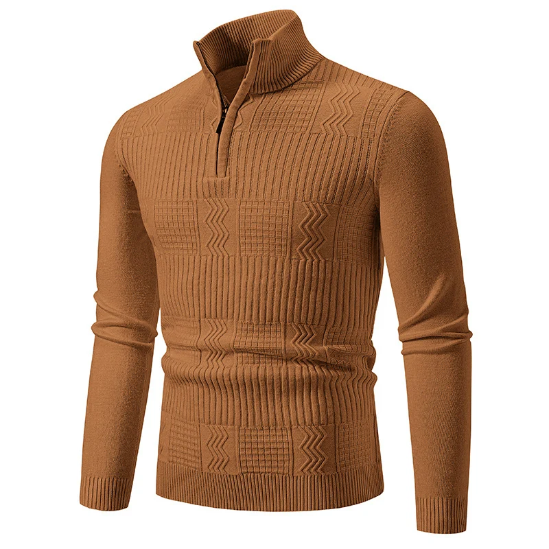 Herren Strukturierter Halbzip-Mockneck-Pullover mit Zopfmuster Nord Taschen