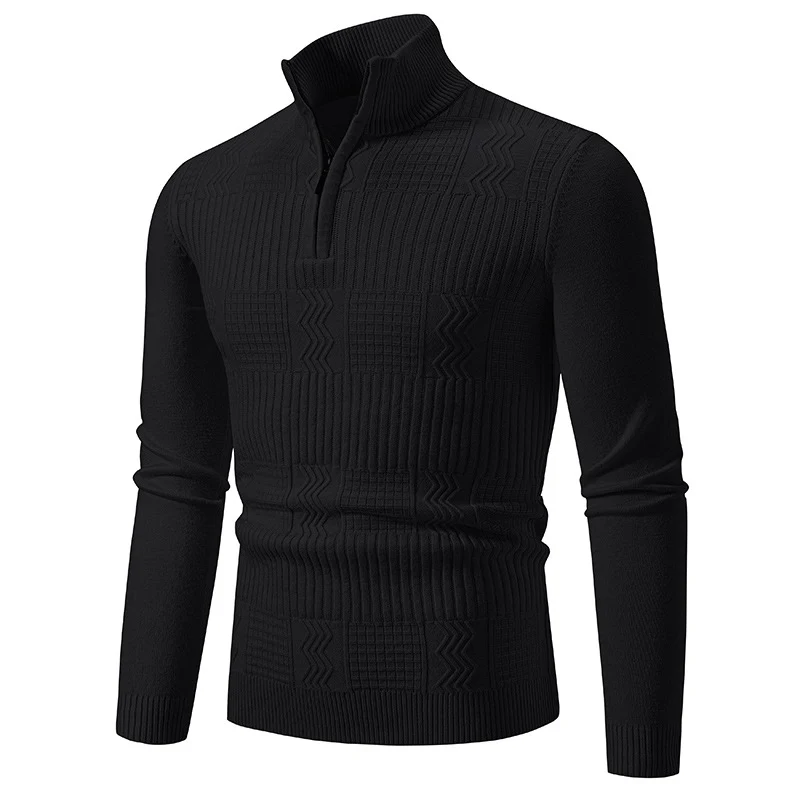 Herren Strukturierter Halbzip-Mockneck-Pullover mit Zopfmuster Nord Taschen
