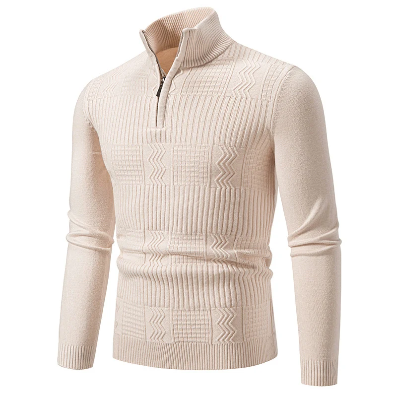 Herren Strukturierter Halbzip-Mockneck-Pullover mit Zopfmuster Nord Taschen