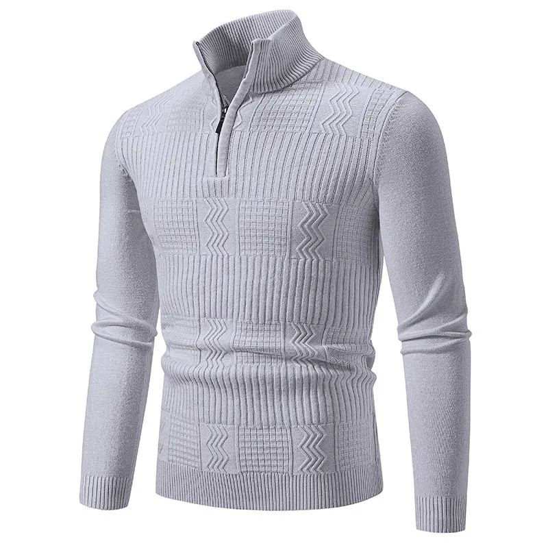 Herren Strukturierter Halbzip-Mockneck-Pullover mit Zopfmuster Nord Taschen