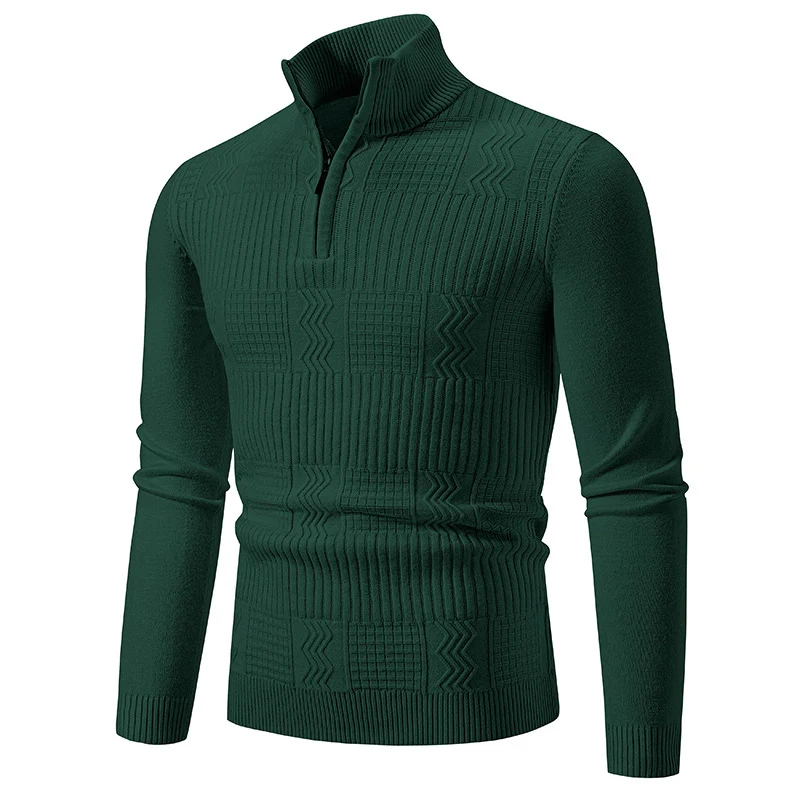 Herren Strukturierter Halbzip-Mockneck-Pullover mit Zopfmuster Nord Taschen