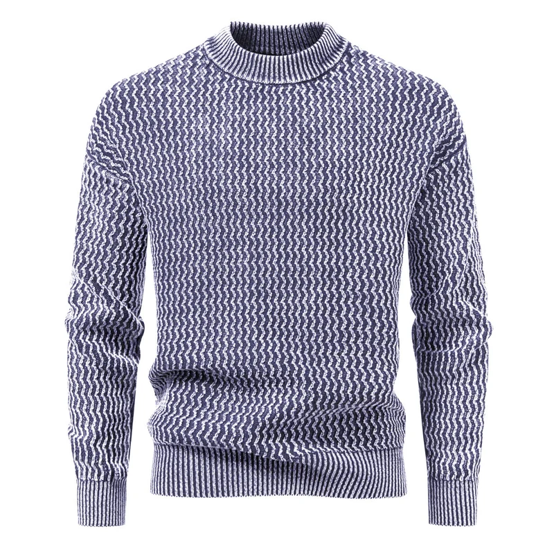 Herren Strukturierter Feinstrick-Pullover mit Stehkragen und Zickzackmuster Nord Taschen