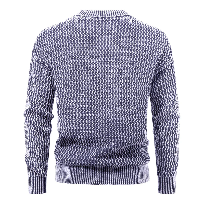 Herren Strukturierter Feinstrick-Pullover mit Stehkragen und Zickzackmuster Nord Taschen