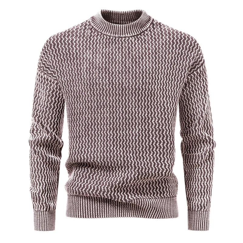 Herren Strukturierter Feinstrick-Pullover mit Stehkragen und Zickzackmuster Nord Taschen