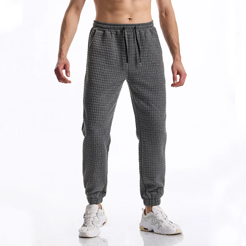Herren Strukturierte Waffel-Jogginghose mit elastischem Bund und schmal zulaufendem Bein Nord Taschen