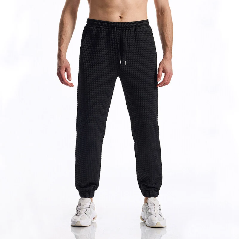 Herren Strukturierte Waffel-Jogginghose mit elastischem Bund und schmal zulaufendem Bein Nord Taschen