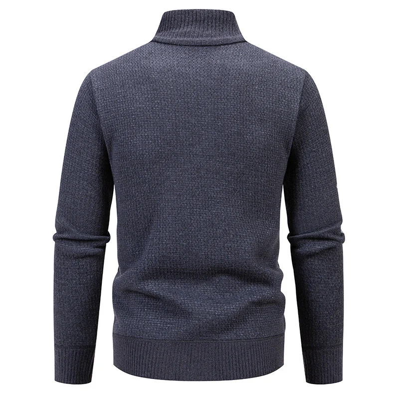 Herren Strukturierte Strickzipjacke mit Waffelstruktur, Stehkragen und Reißverschlusstaschen Nord Taschen