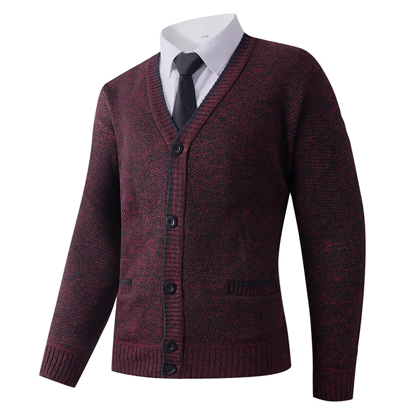 Herren Strukturierte Strickcardigan mit V-Ausschnitt, Knopfleiste und Eingrifftaschen Nord Taschen