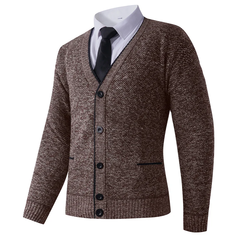 Herren Strukturierte Strickcardigan mit V-Ausschnitt, Knopfleiste und Eingrifftaschen Nord Taschen