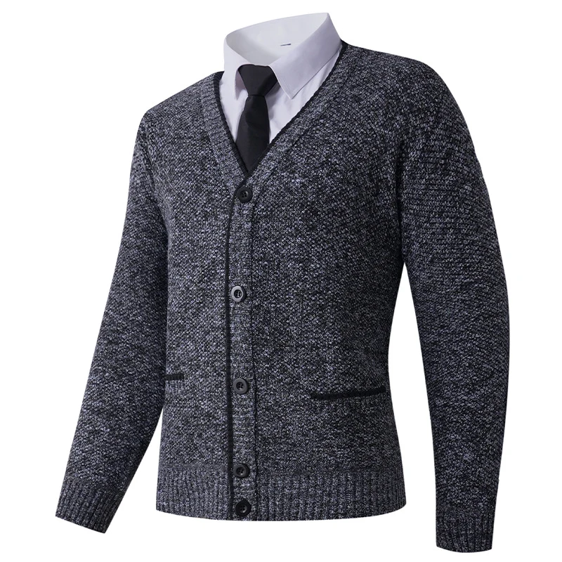 Herren Strukturierte Strickcardigan mit V-Ausschnitt, Knopfleiste und Eingrifftaschen Nord Taschen