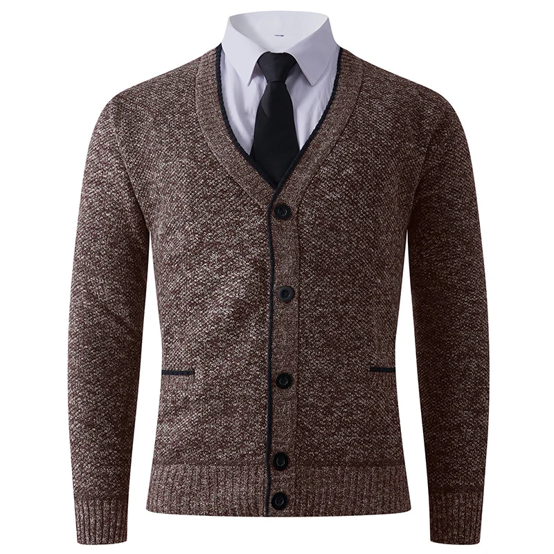 Herren Strukturierte Strickcardigan mit V-Ausschnitt, Knopfleiste und Eingrifftaschen Nord Taschen