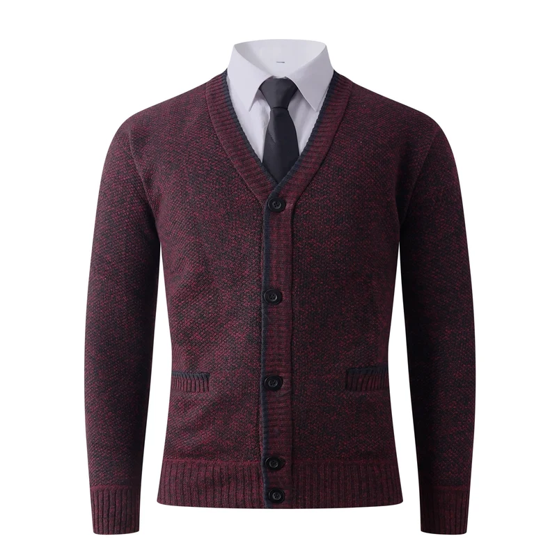Herren Strukturierte Strickcardigan mit V-Ausschnitt, Knopfleiste und Eingrifftaschen Nord Taschen