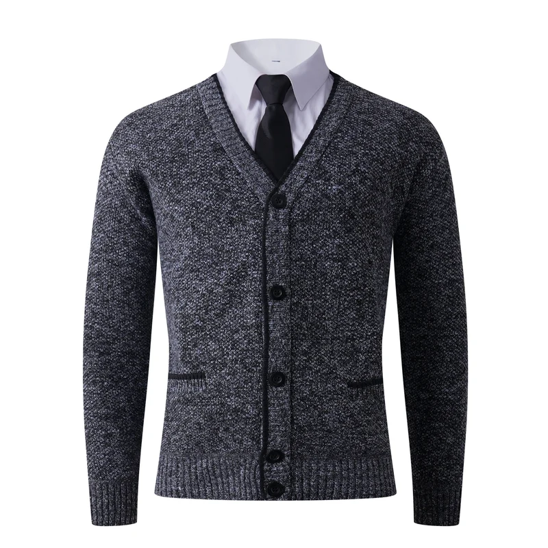 Herren Strukturierte Strickcardigan mit V-Ausschnitt, Knopfleiste und Eingrifftaschen Nord Taschen