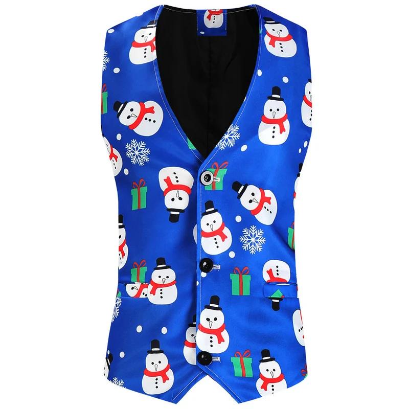 Herren Weihnachtliche Weste mit Santa-Alloverprint und tailliertem Schnitt Nord Taschen