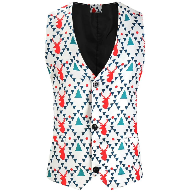 Herren Weihnachtliche Weste mit Santa-Alloverprint und tailliertem Schnitt Nord Taschen