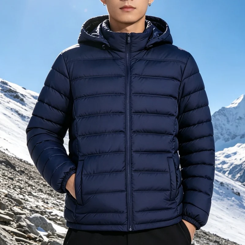Herren Wattierte leichte Kapuzensteppjacke mit Thermofüllung und durchgehendem Reißverschluss Nord Taschen