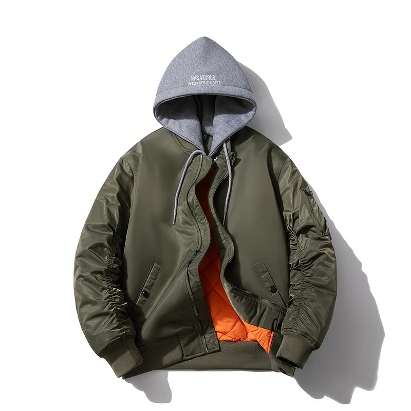 Herren Wattierte Bomberjacke mit Stehkragen, Kammerschnitt und Ärmeltasche Nord Taschen